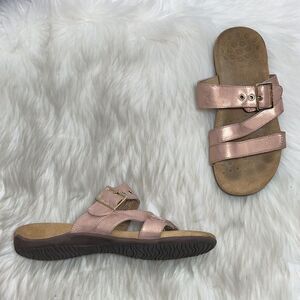 Vionic Skylar Orthotic Metallic Rose Gold Slide‎